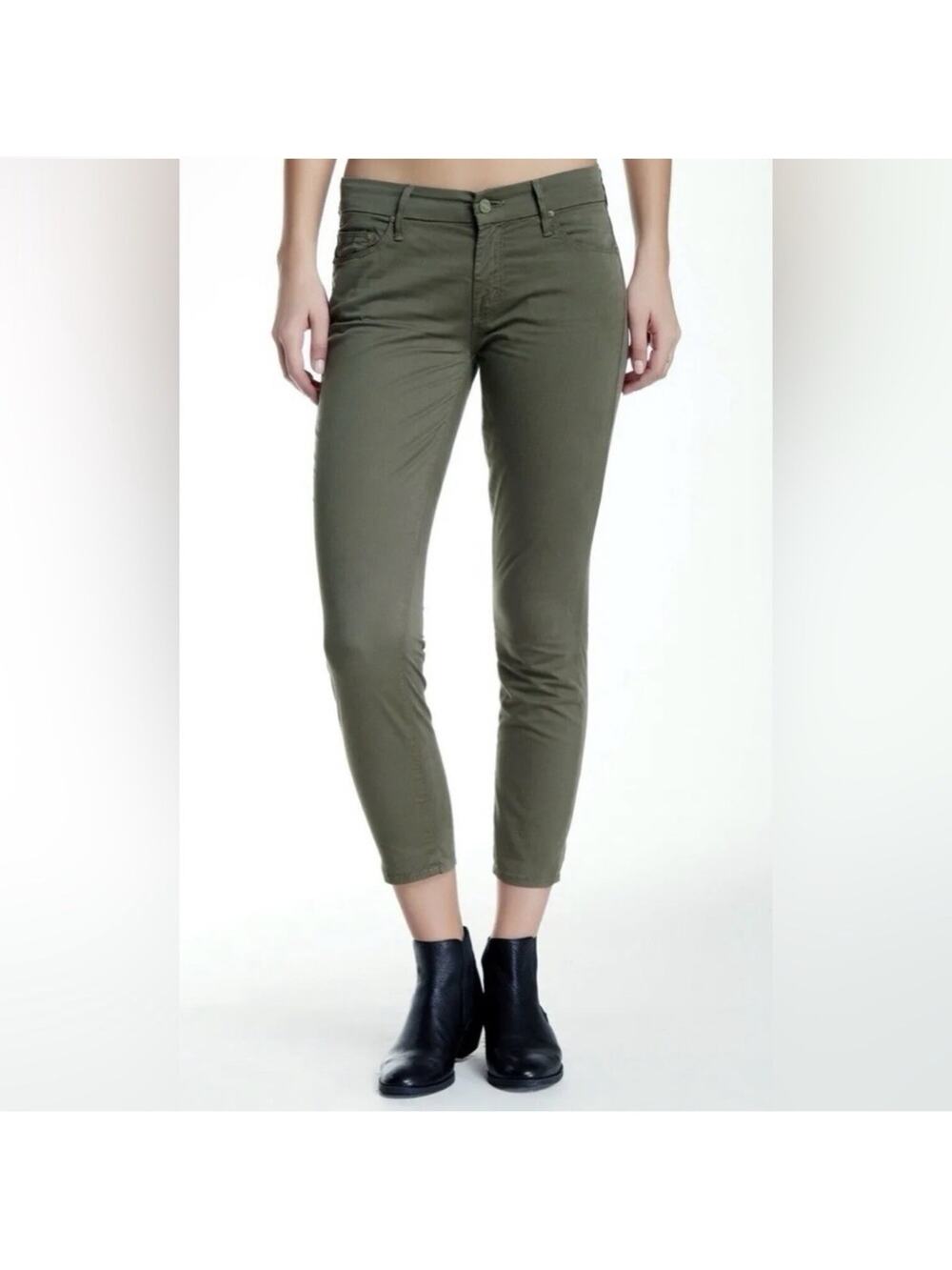 Mother The Looker Crop Chino Twill Pants Island Feever Green Slim Fit Womens 26